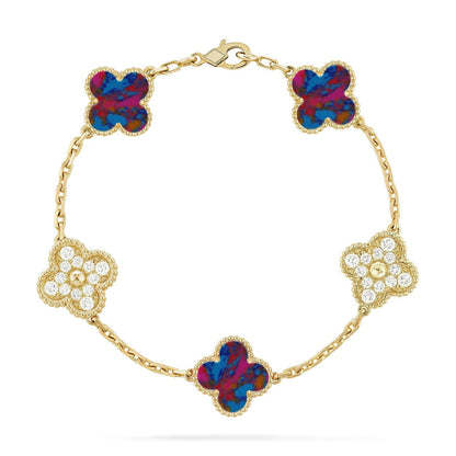 [AW]LUCKY CLOVER 5-MOTIF BRACELET - MULTI-GEM COLLECTION