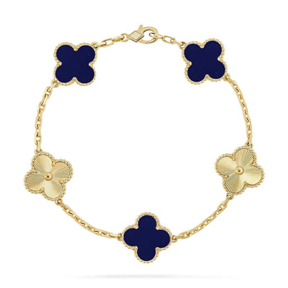 [AW]LUCKY CLOVER 5-MOTIF BRACELET - LAPIS LAZULI COLLECTION