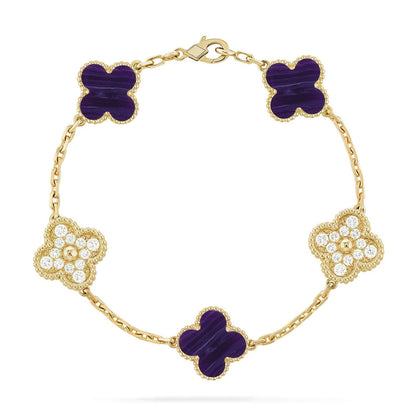 [AW]LUCKY CLOVER 5-MOTIF BRACELET - CHAROITE COLLECTION