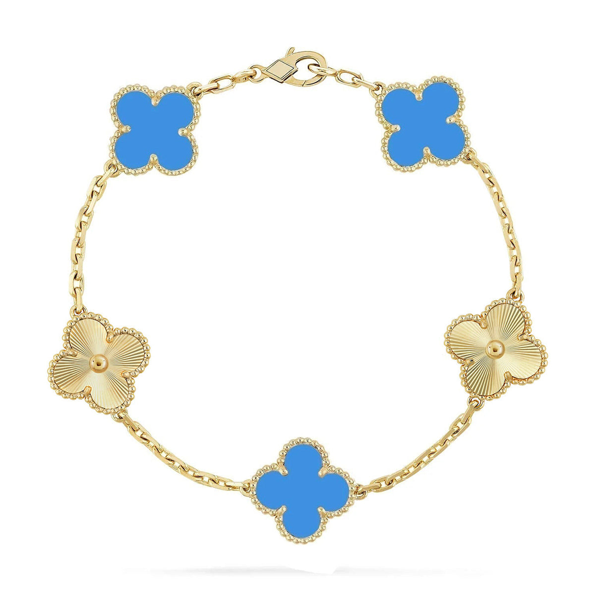 [AW]LUCKY CLOVER 5-MOTIF BRACELET - BLUE AGATE COLLECTION