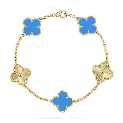 [AW]LUCKY CLOVER 5-MOTIF BRACELET - BLUE AGATE COLLECTION