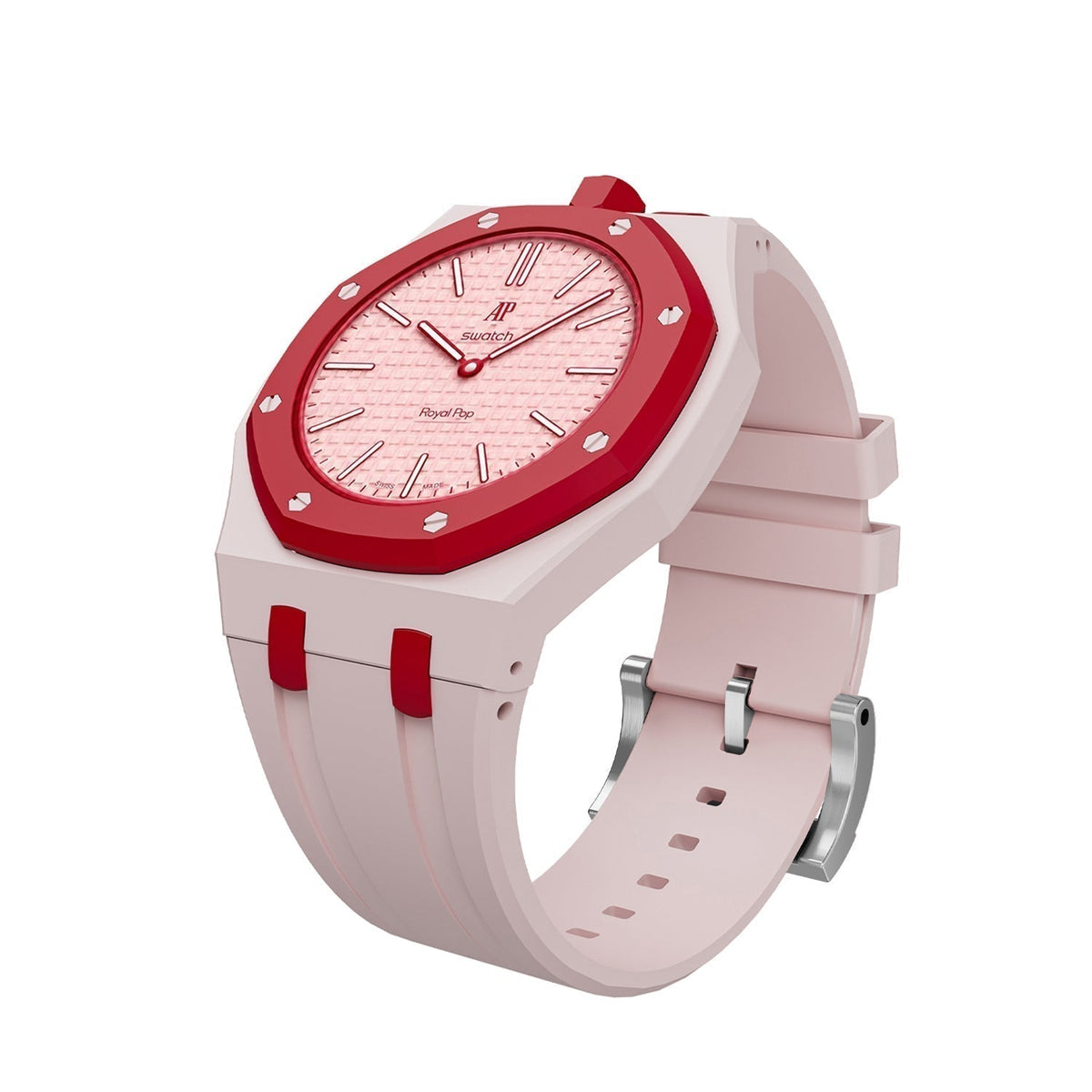 [AW]OAK POP EXCLUSIVE PINK AND RED SILICONE STRAP