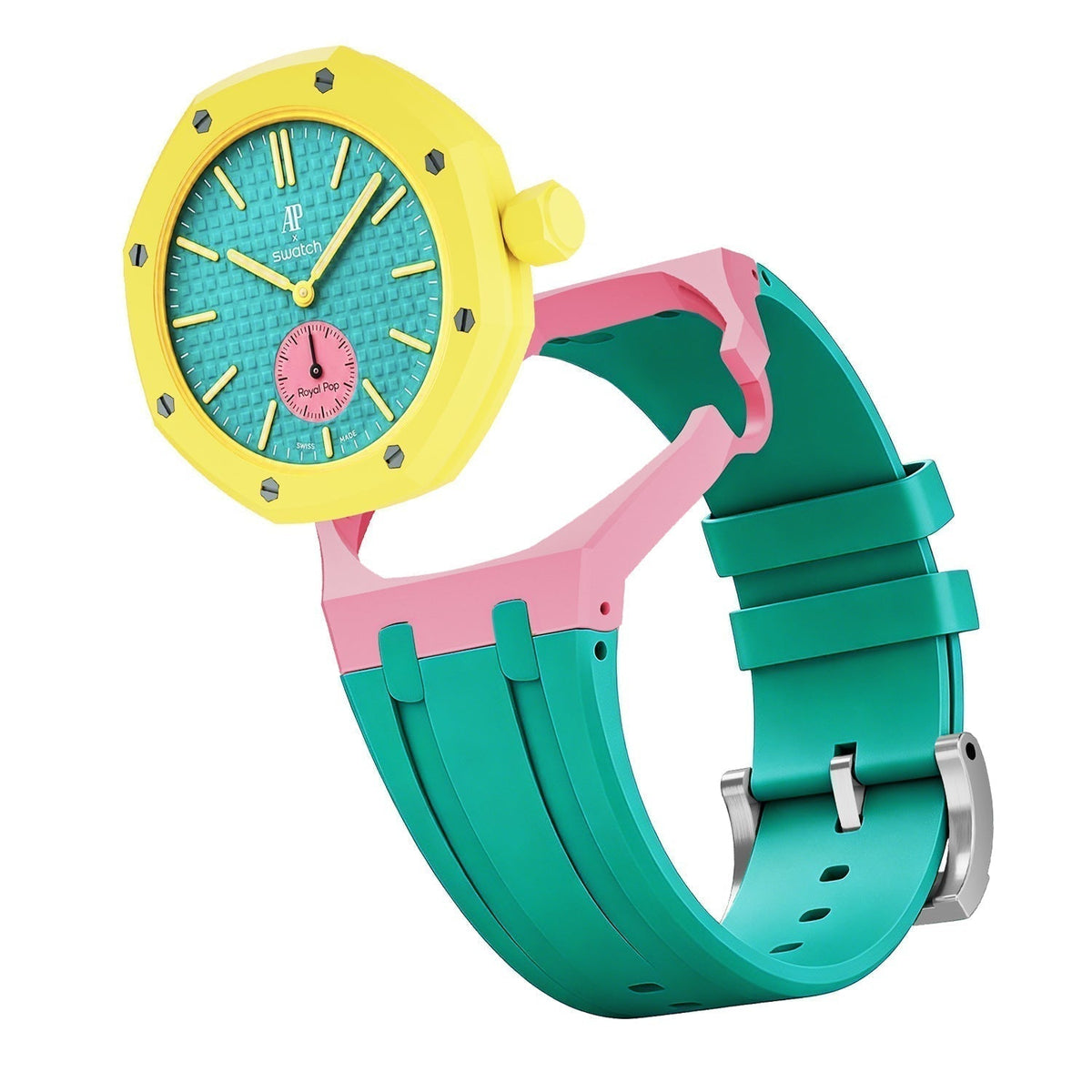 [AW]OAK POP EXCLUSIVE PINK AND GREEN SILICONE STRAP