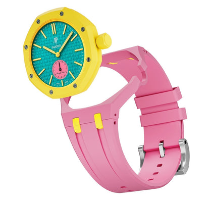 [AW]OAK POP EXCLUSIVE PINK AND YELLOW SILICONE STRAP