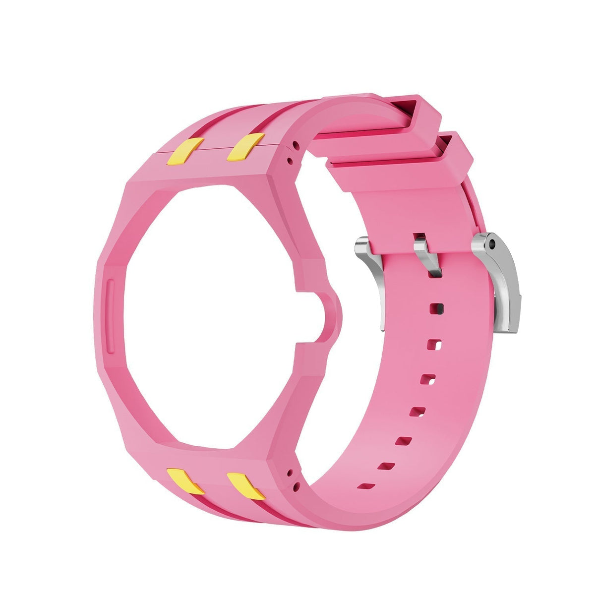 [AW]OAK POP EXCLUSIVE PINK AND YELLOW SILICONE STRAP