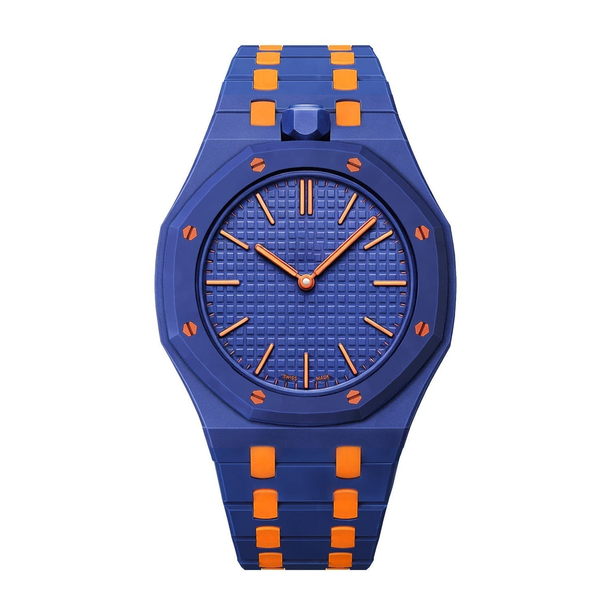 [AW]OAK POP EXCLUSIVE DARK BLUE AND ORANGE BIOCERAMIC STRAP