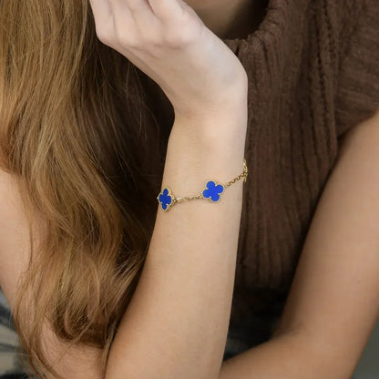 [AW]LUCKY CLOVER 5-MOTIF BRACELET - BLUE AGATE COLLECTION
