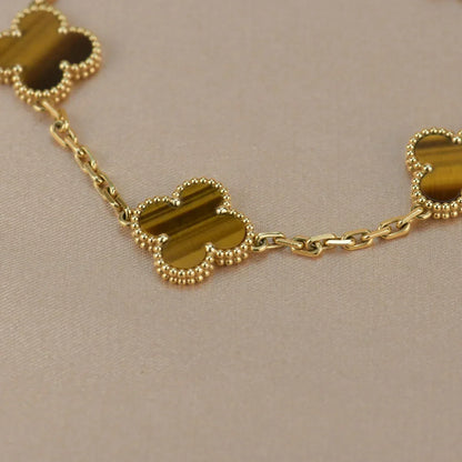 [AW]LUCKY CLOVER 5-MOTIF BRACELET -  TIGER’S EYE COLLECTION