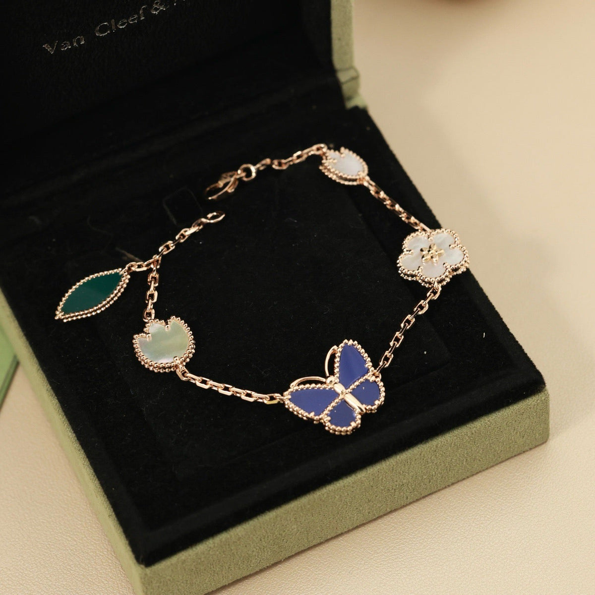[AW]SPRING ENCHANTMENT BUTTERFLY & FLORAL CHARM BRACELET