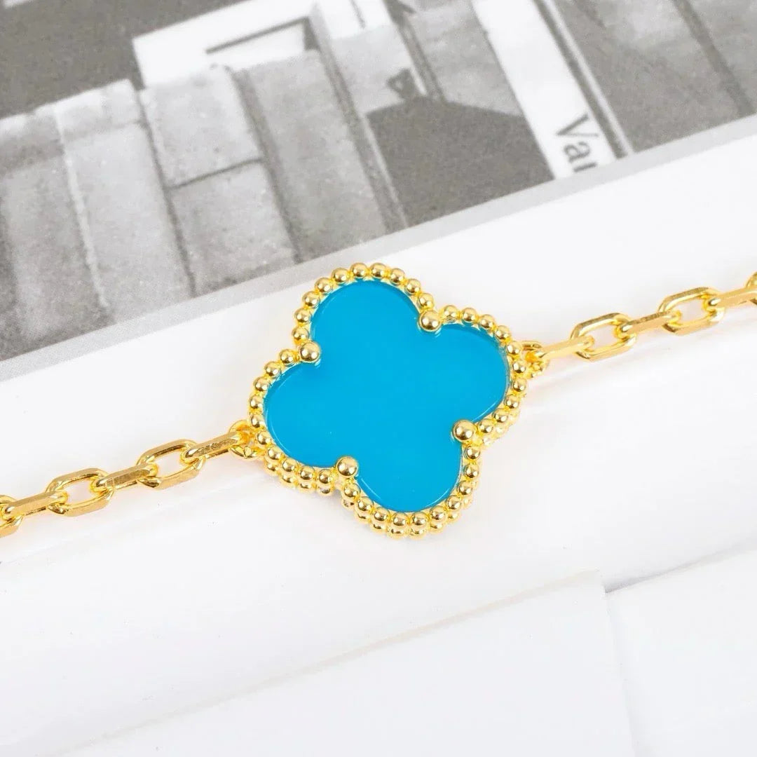 [AW]LUCKY CLOVER 5-MOTIF BRACELET - TURQUOISE COLLECTION