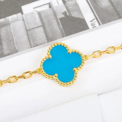 [AW]LUCKY CLOVER 5-MOTIF BRACELET - TURQUOISE COLLECTION