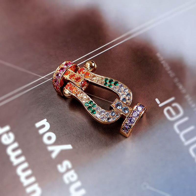 [AW]FORCE LARGE HORSESHOE COLORED DIAMOND BRACELET - ROSE GOLD