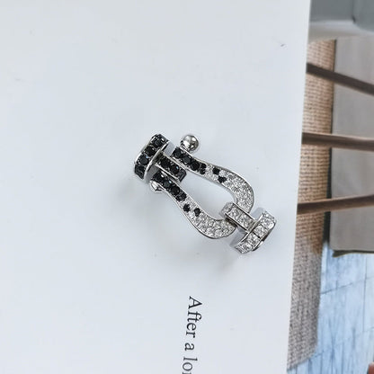 [AW]FORCE LARGE HORSESHOE BLACK & WHITE DIAMOND BRACELET - ROSE GOLD