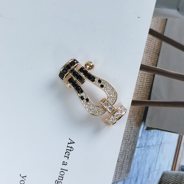 [AW]FORCE LARGE HORSESHOE BLACK & WHITE DIAMOND BRACELET - ROSE GOLD