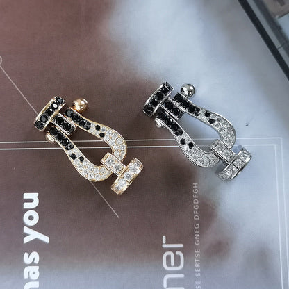 [AW]FORCE LARGE HORSESHOE BLACK & WHITE DIAMOND BRACELET - ROSE GOLD
