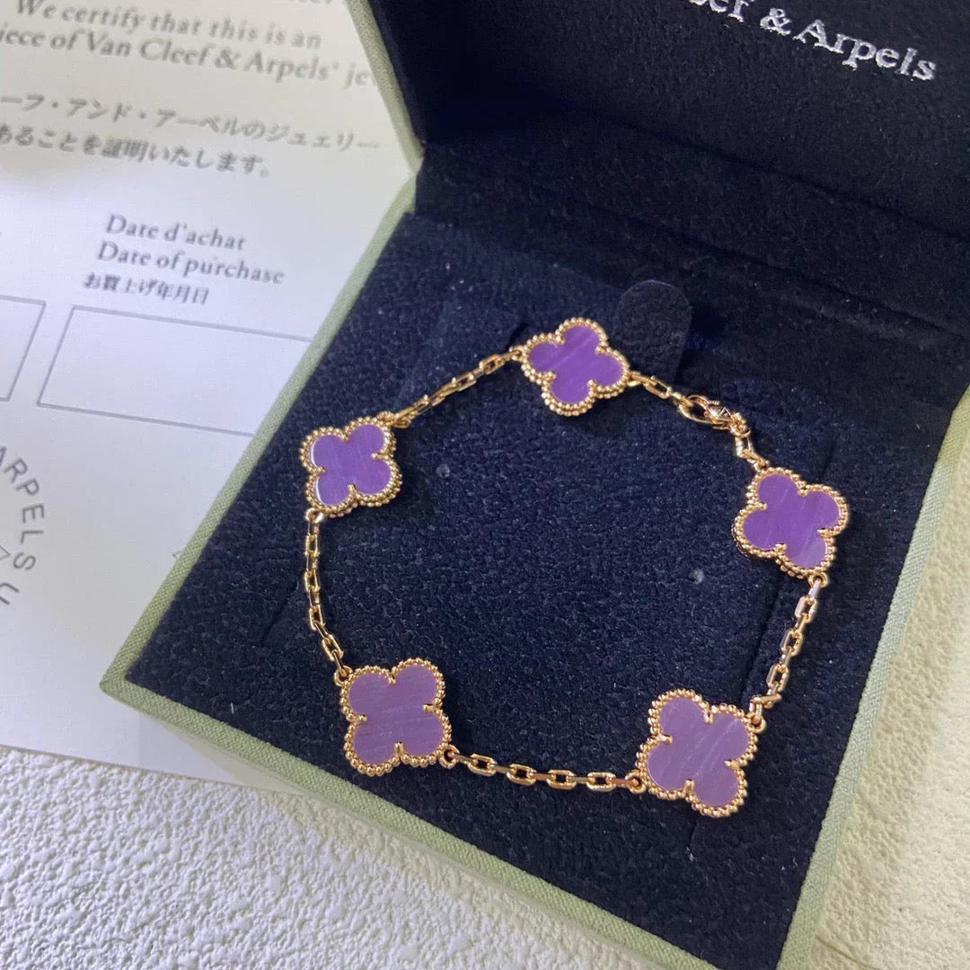 [AW]LUCKY CLOVER 5-MOTIF BRACELET - VIOLET COLLECTION