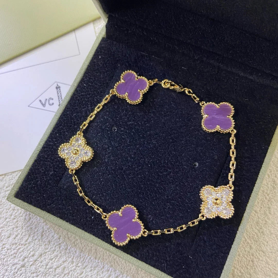 [AW]LUCKY CLOVER 5-MOTIF BRACELET - VIOLET COLLECTION