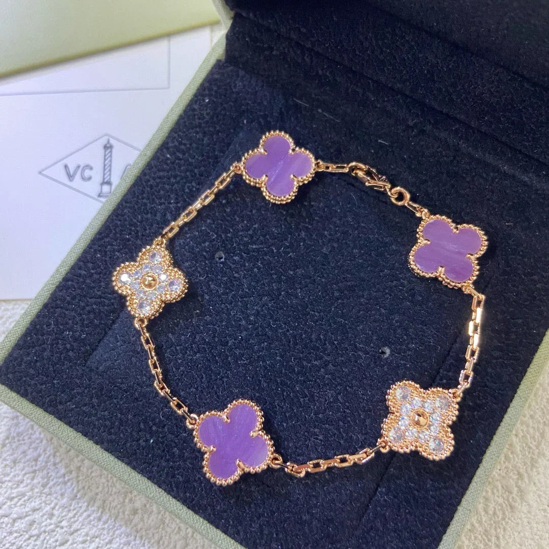[AW]LUCKY CLOVER 5-MOTIF BRACELET - VIOLET COLLECTION