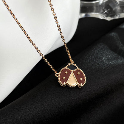 [AW]LUCKY CARNELIAN LADYBUG CHARM NECKLACE