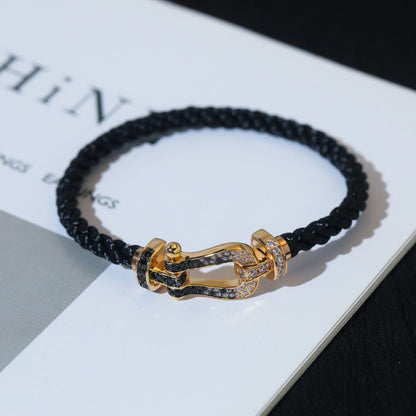 [AW]FORCE LARGE HORSESHOE BLACK & WHITE DIAMOND BRACELET - ROSE GOLD