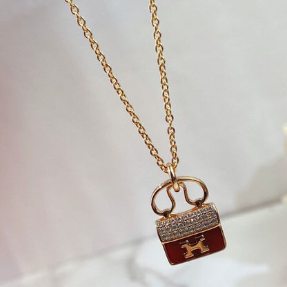 [AW]CONSTANCE RED PEDANT ROSE GOLD NECKLACE