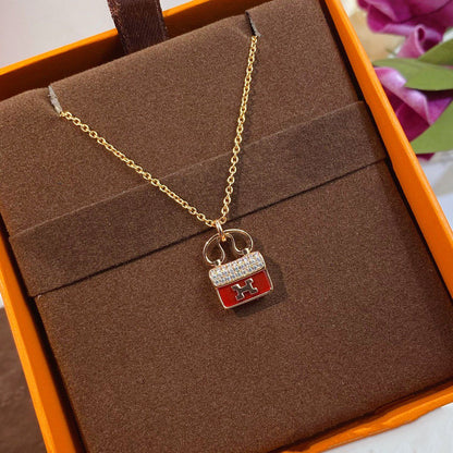 [AW]CONSTANCE RED PEDANT ROSE GOLD NECKLACE