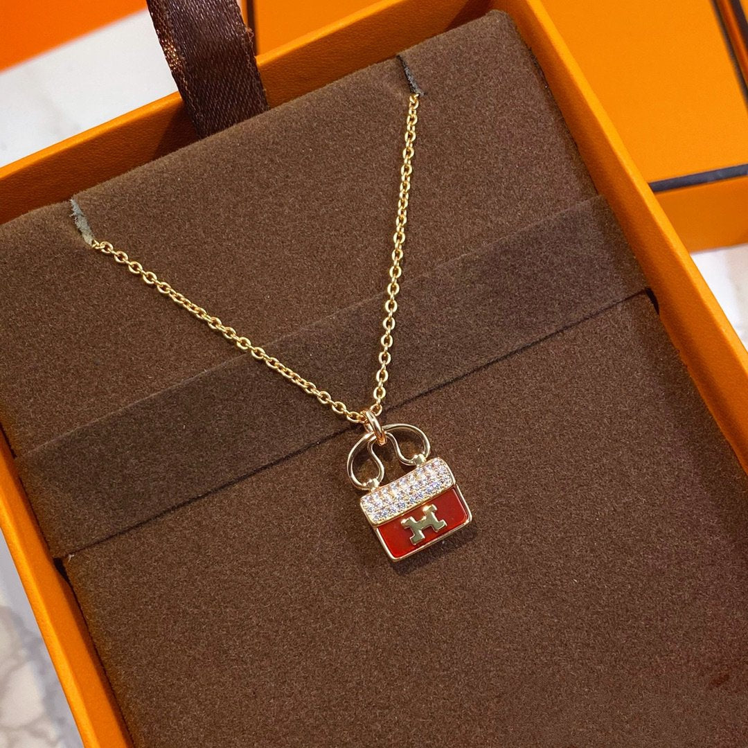 [AW]CONSTANCE RED PEDANT ROSE GOLD NECKLACE