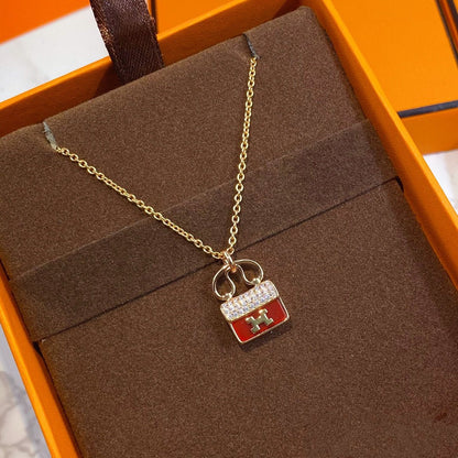 [AW]CONSTANCE RED PEDANT ROSE GOLD NECKLACE