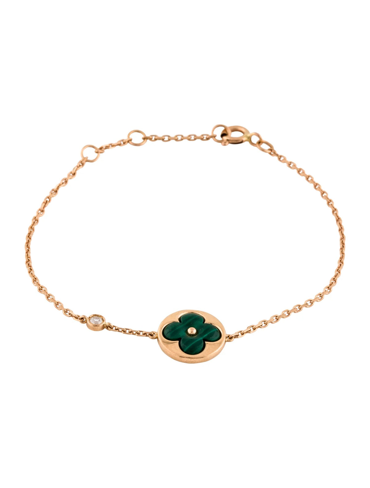 [AW]SUN MALACHITE 1 DIAMOND ROSE GOLD BRACELET