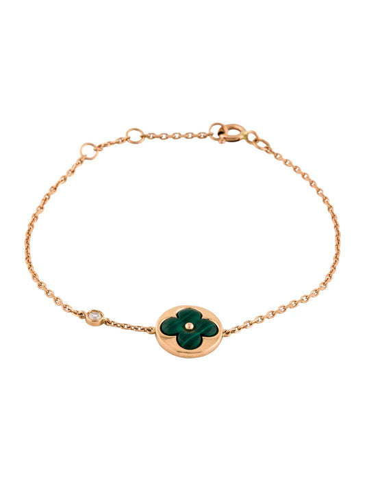 [AW]SUN MALACHITE 1 DIAMOND ROSE GOLD BRACELET