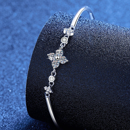 [AW]CLOVER & TWIN-STAR MOISSANITE BRACELET