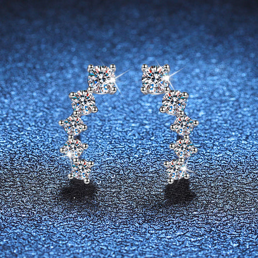 [AW]SPARKLING SMILE ARC MOISSANITE STUD EARRINGS