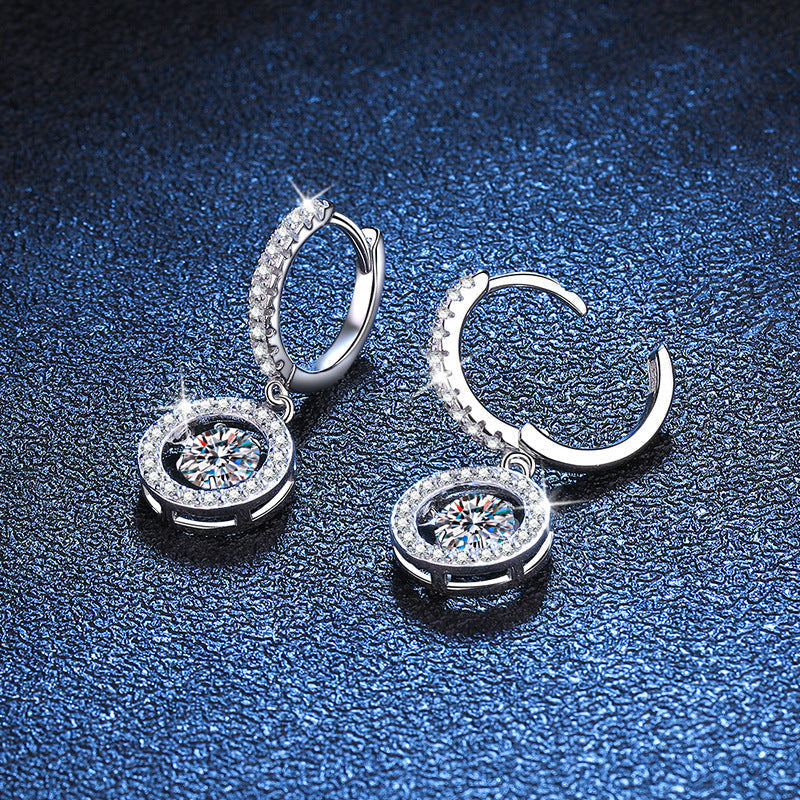 [AW]DANCING MOISSANITE HALO DROP HOOP EARRINGS
