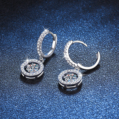 [AW]DANCING MOISSANITE HALO DROP HOOP EARRINGS