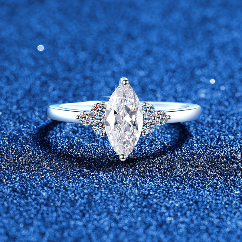 [AW]ELEGANT MARQUISE CUT MOISSANITE RING WITH SIDE ACCENTS