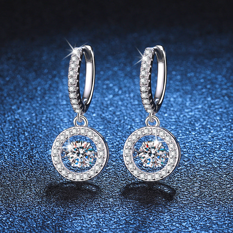 [AW]DANCING MOISSANITE HALO DROP HOOP EARRINGS
