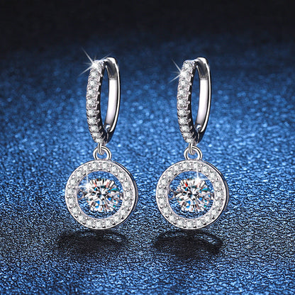 [AW]DANCING MOISSANITE HALO DROP HOOP EARRINGS