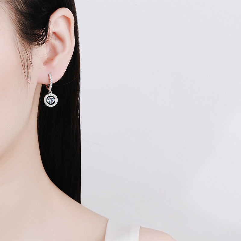 [AW]DANCING MOISSANITE HALO DROP HOOP EARRINGS