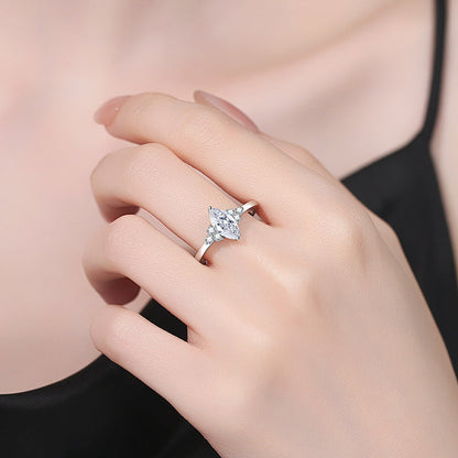 [AW]ELEGANT MARQUISE CUT MOISSANITE RING WITH SIDE ACCENTS