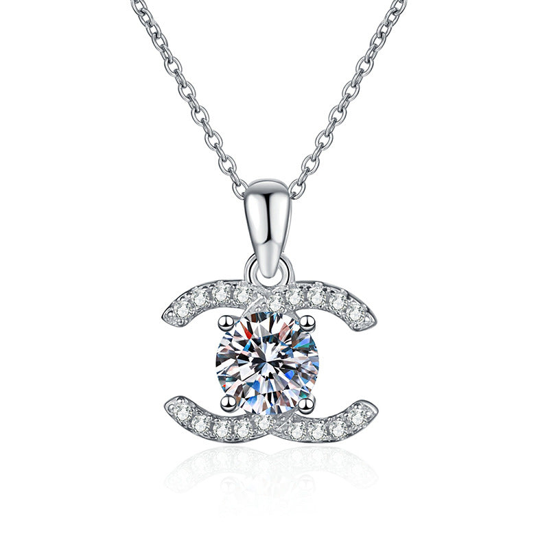 [AW]CLASSIC INTERLOCKING MOISSANITE PENDANT NECKLACE