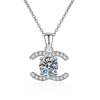 [AW]CLASSIC INTERLOCKING MOISSANITE PENDANT NECKLACE