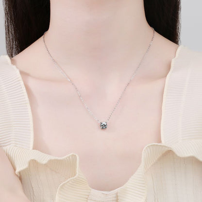 [AW]CLASSIC FOUR-PRONG SOLITAIRE MOISSANITE NECKLACE
