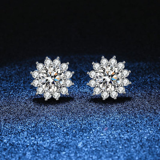 [AW]BLOOMING SUNFLOWER MOISSANITE STUD EARRINGS