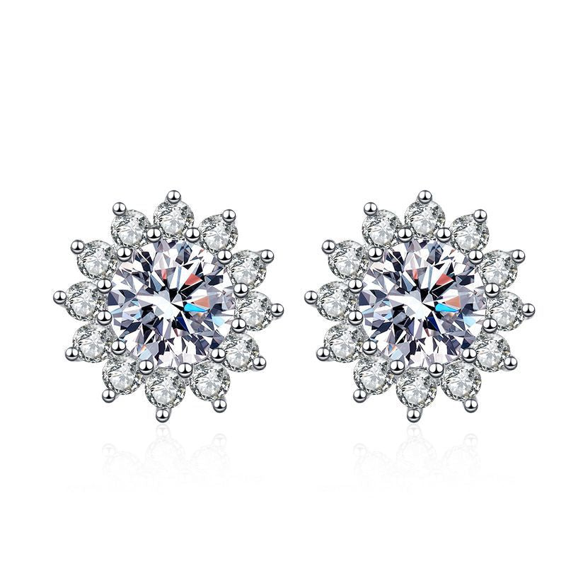 [AW]BLOOMING SUNFLOWER MOISSANITE STUD EARRINGS