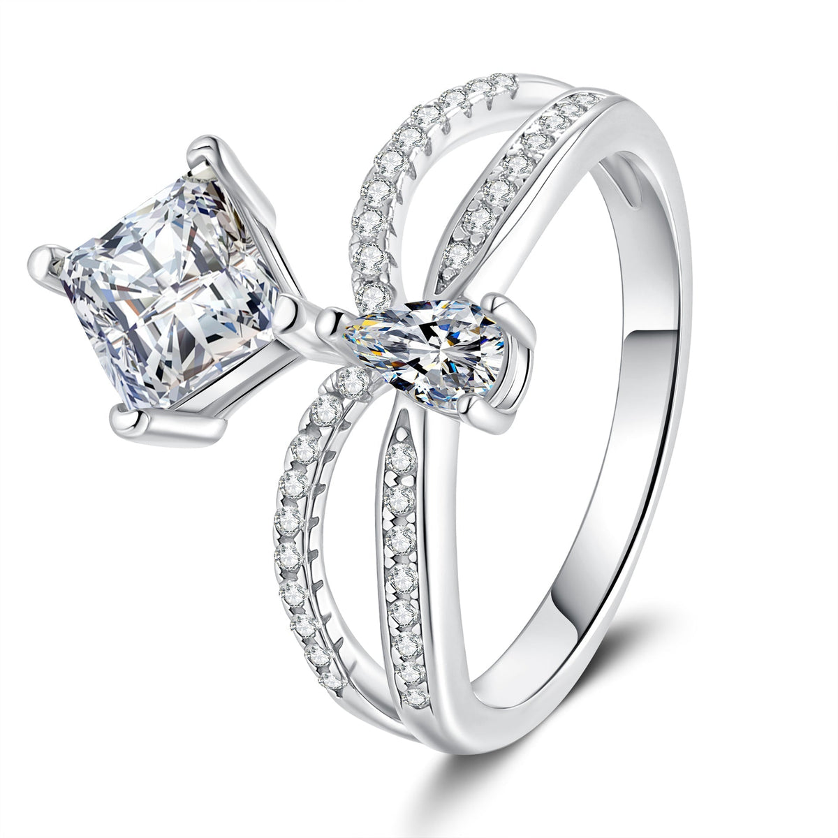 [AW]ELEGANT DOUBLE-TWISTED MOISSANITE RING
