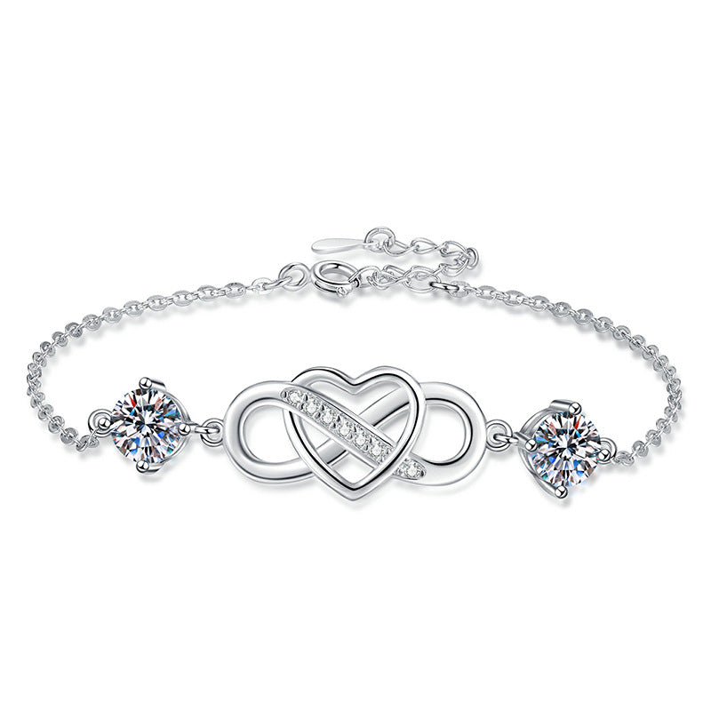 [AW]DOUBLE-STONE "LOVE LINK" MOISSANITE BRACELET