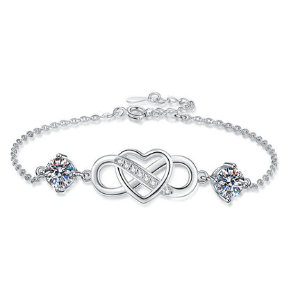 [AW]DOUBLE-STONE "LOVE LINK" MOISSANITE BRACELET