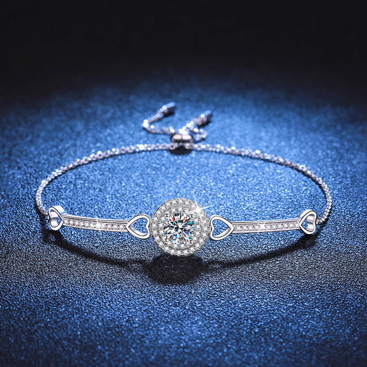 [AW]INTERLOCKING HEART & CIRCLE MOISSANITE BRACELET
