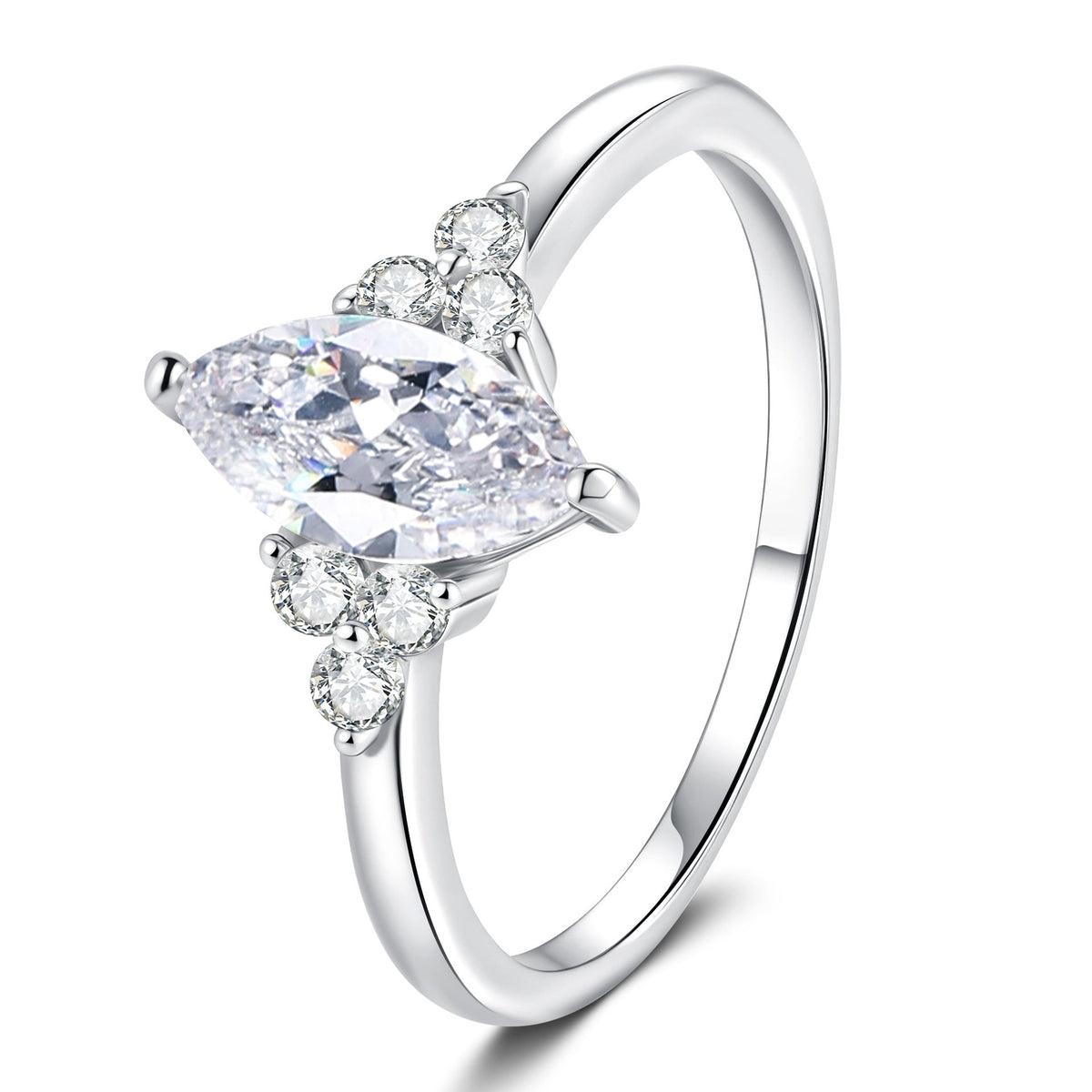 [AW]ELEGANT MARQUISE CUT MOISSANITE RING WITH SIDE ACCENTS