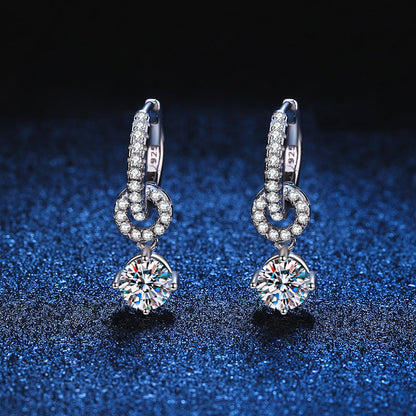 [AW]INTERLOCKING DOUBLE RING MOISSANITE DROP EARRINGS